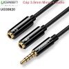 Cáp chia Audio 3.5mm ra một cổng Mic và một cổng ra Loa Ugreen 30620 (đen)