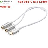  Cáp USB Type C ra 2 cổng Audio 3.5mm tai nghe 20cm Ugreen 30732 