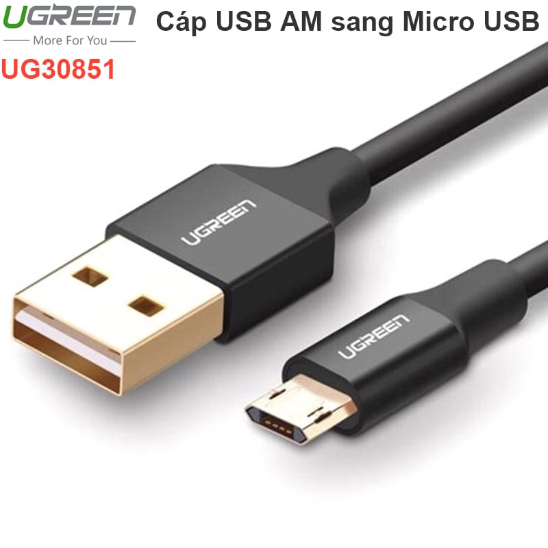 Cáp sạc Điện thoại Smartphone TAB USB AM sang Micro USB cắm 2 chiều 1 mét UGREEN 30851