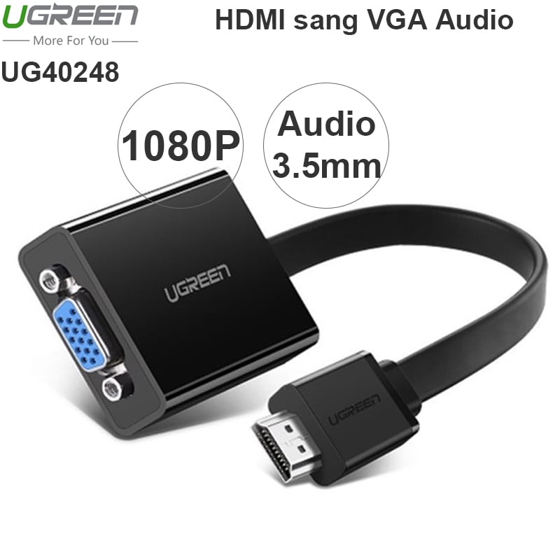 HDMI ra VGA Audio UGREEN 40248 hỗ trợ nguồn