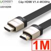 Dây cáp 2 đầu HDMI bọc kẽm V1.4 4K30Hz dẹt mỏng Ugreen 1M 1.5M 2M 3M 5M 8M 10M