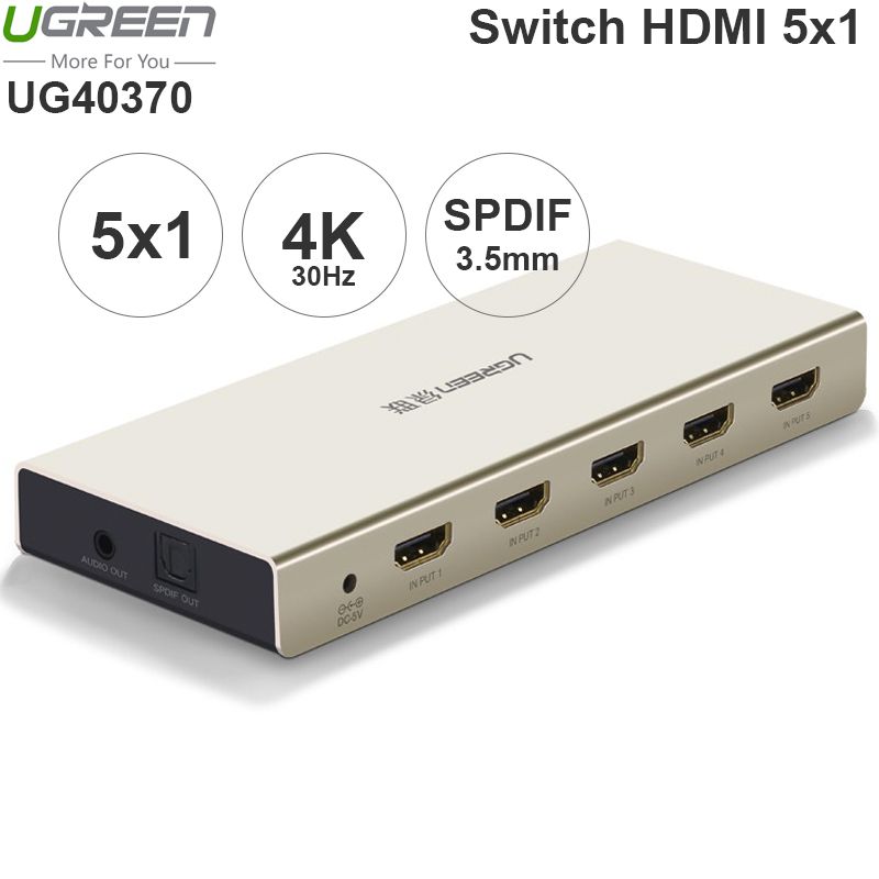  Switch 5x1 HDMI 4K 30Hz Audio SPDIF 3.5mm output Ugreen 40370 