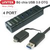 Bộ chia cổng USB 3.0 4 port hỗ trợ OTG micro USB Unitek Y-3056A