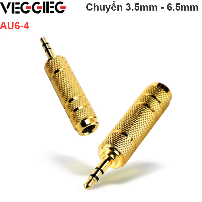 Đầu chuyển đổi jack audio 3.5mm đực sang 6.5mm cái Veggieg AU6-4