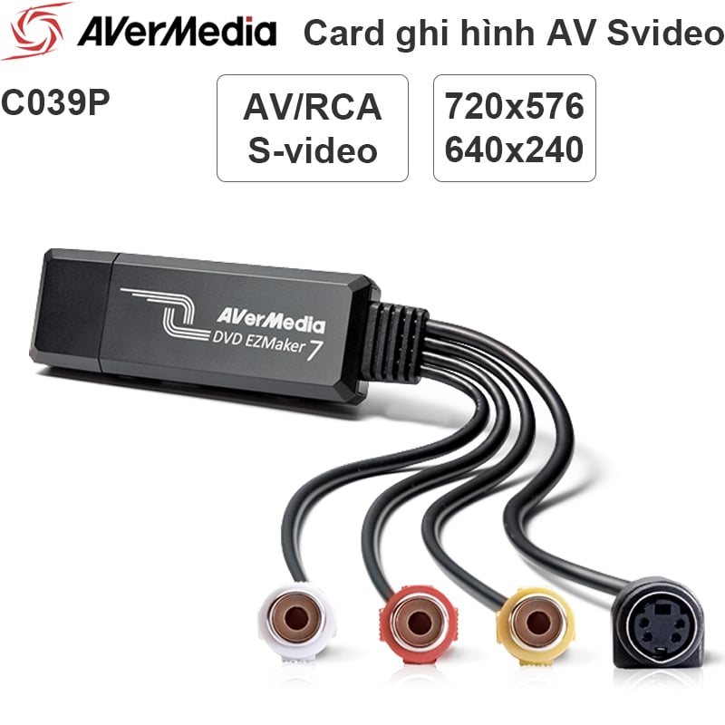 Card nội soi siêu âm Y tế Video, S-Video Đài Loan AverMedia C039 - USB sang AV S video