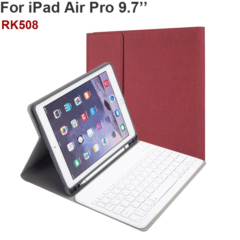 Bàn phím Bluetooth kèm bao da cover cho iPad Gen 6 Pro iPad Air 9.7 RK508 màu đỏ