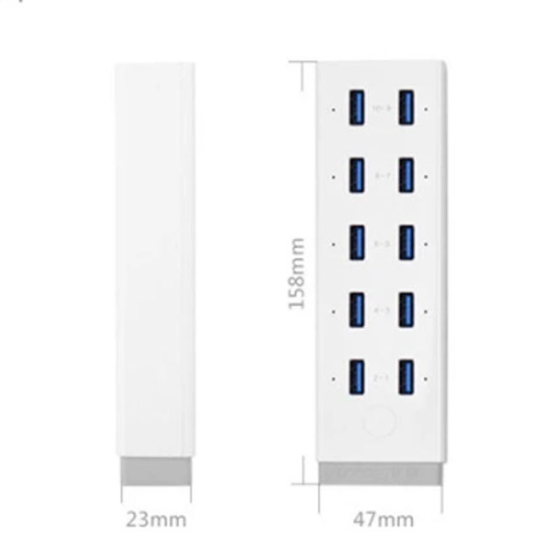  Bộ chia 10 cổng USB 3.0 5Gbps cắm nguồn ngoài hỗ trợ sạc thiết bị di động Ugreen 20297 