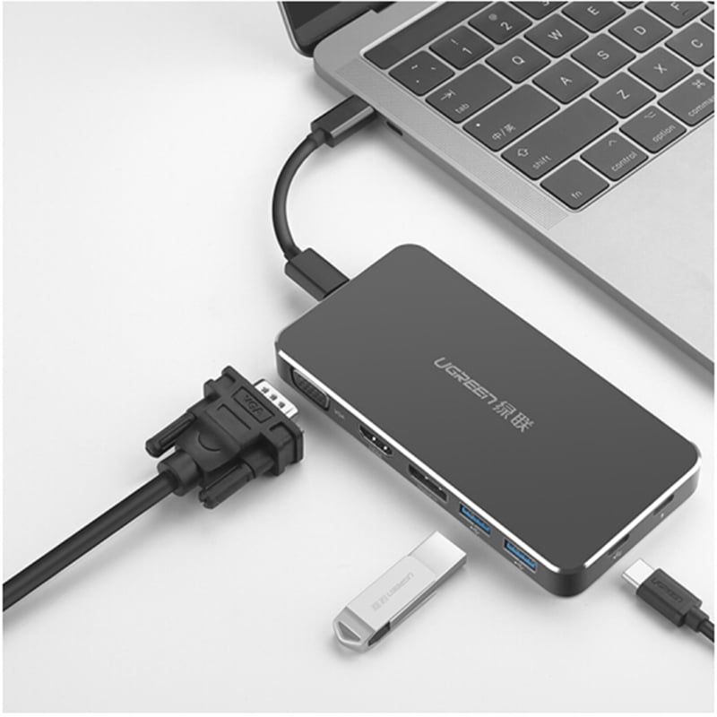  Chuyển đổi USB-C ra Display port HDMI VGA 1080P - 2 cổng USB 3.0 1 cổng USB TYPE-C power UGREEN 40872 