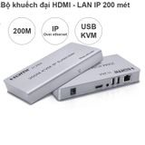  Bộ khuếch đại mở rộng HDMI và USB qua dây cáp mạng 200 mét - HDMI KVM Over Ethernet 200M Extender- Bộ kéo dài đường truyền HDMI USB qua dây cáp mạng 200 mét 