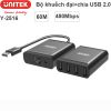 Bộ khuếch đại USB 60 mét + HUB 4 cổng qua cáp mạng Unitek Y-2516