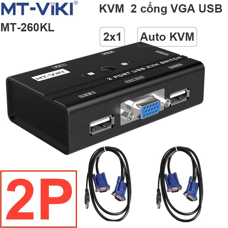 Bộ chuyển mạch VGA USB KVM Switch 4 Port MTVIKI 460KL kèm cáp KVM