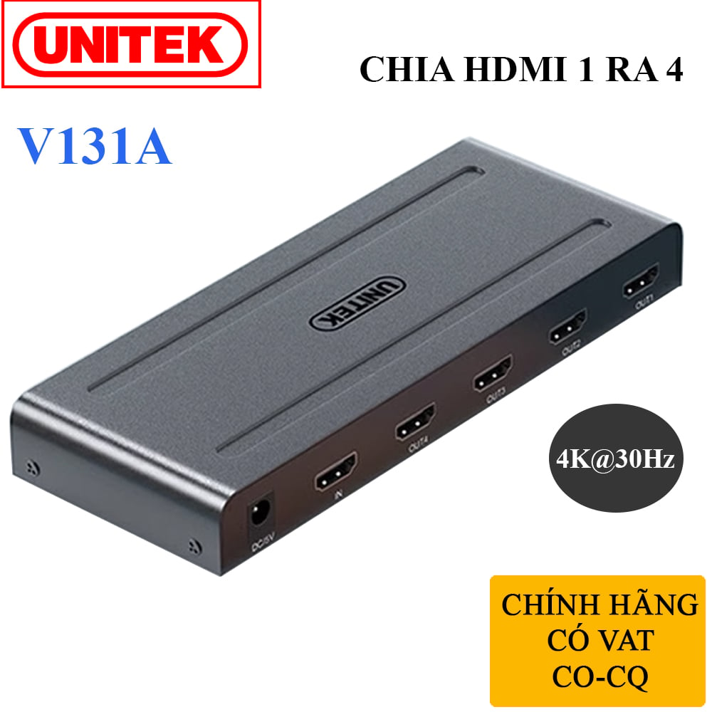 Bộ chia cổng HDMI 1 ra 4 4K2K@30Hz 3D chính hãng Unitek V131A