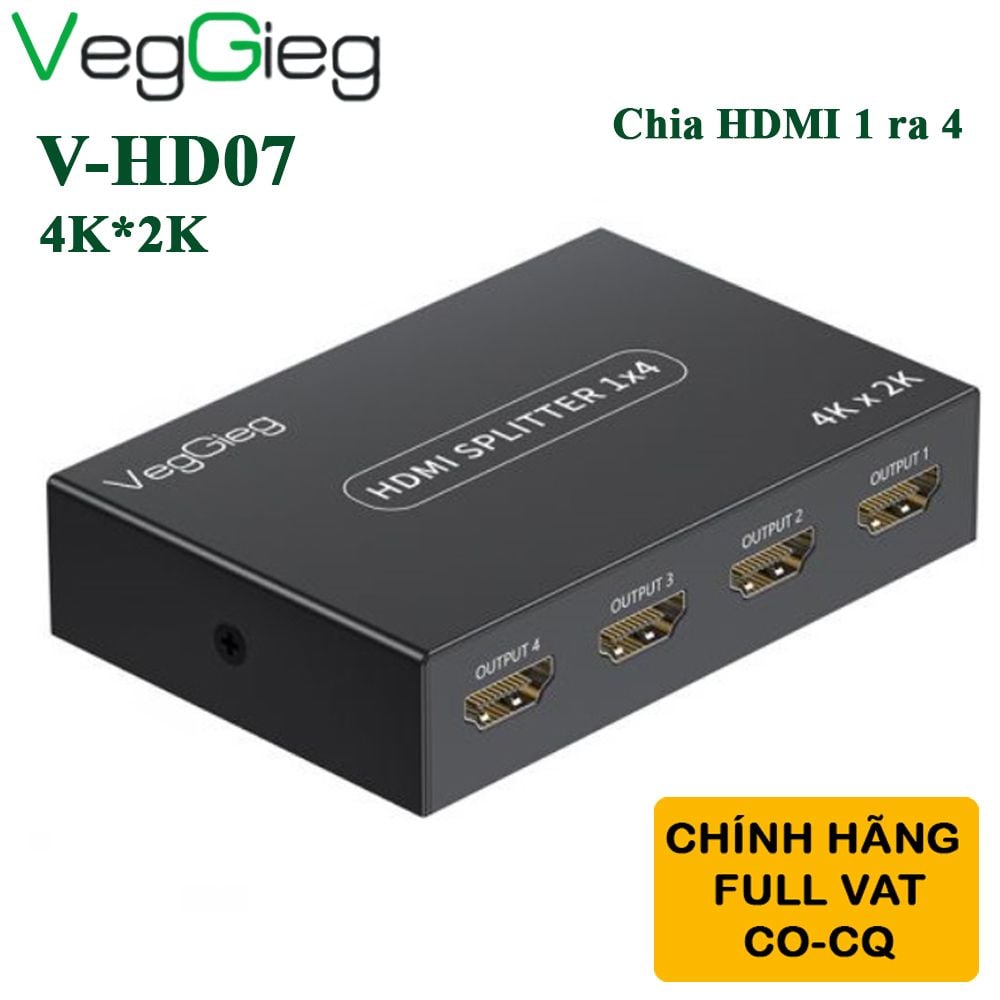 Bộ chia HDMI splitter V1.4 4 port 4K30Hz 3D Veggieg V-HD07
