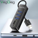  Bộ Chia USB 2.0 ra 3 Cổng USB và Đọc Thẻ Nhớ SD/TF Chính Hãng Veggieg V-C303 - Hub USB 5 trong 1 