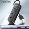 Bộ Chia USB 2.0 ra 3 Cổng USB và Đọc Thẻ Nhớ SD/TF Chính Hãng Veggieg V-C303 - Hub USB 5 trong 1