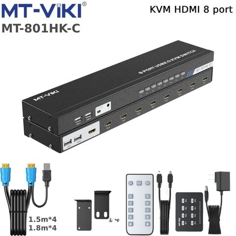 Bộ chuyển mạch HDMI USB KVM Switch 8 ra 1 hỗ trợ 4K 30Hz MT-VIKI MT-801HK-C