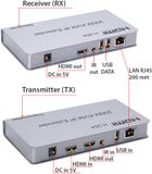  Bộ khuếch đại mở rộng HDMI và USB qua dây cáp mạng 200 mét - HDMI KVM Over Ethernet 200M Extender- Bộ kéo dài đường truyền HDMI USB qua dây cáp mạng 200 mét 