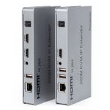  Bộ khuếch đại mở rộng HDMI và USB qua dây cáp mạng 200 mét - HDMI KVM Over Ethernet 200M Extender- Bộ kéo dài đường truyền HDMI USB qua dây cáp mạng 200 mét 