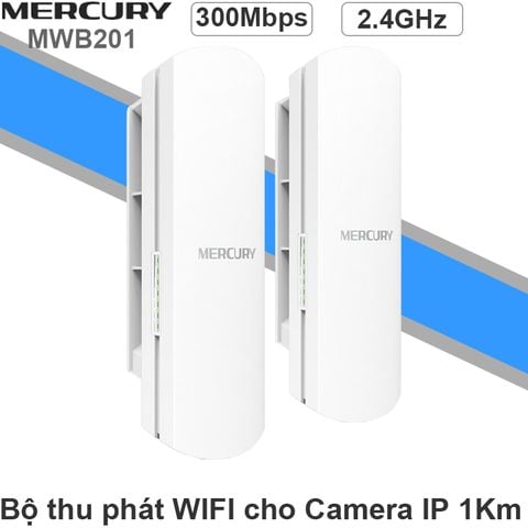 Bộ thu phát wifi không dây cho camera IP trong thang máy - Bộ thu phát WIFI ngoài trời 1Km 300Mbps 2.4GHz  Mercury MWB201
