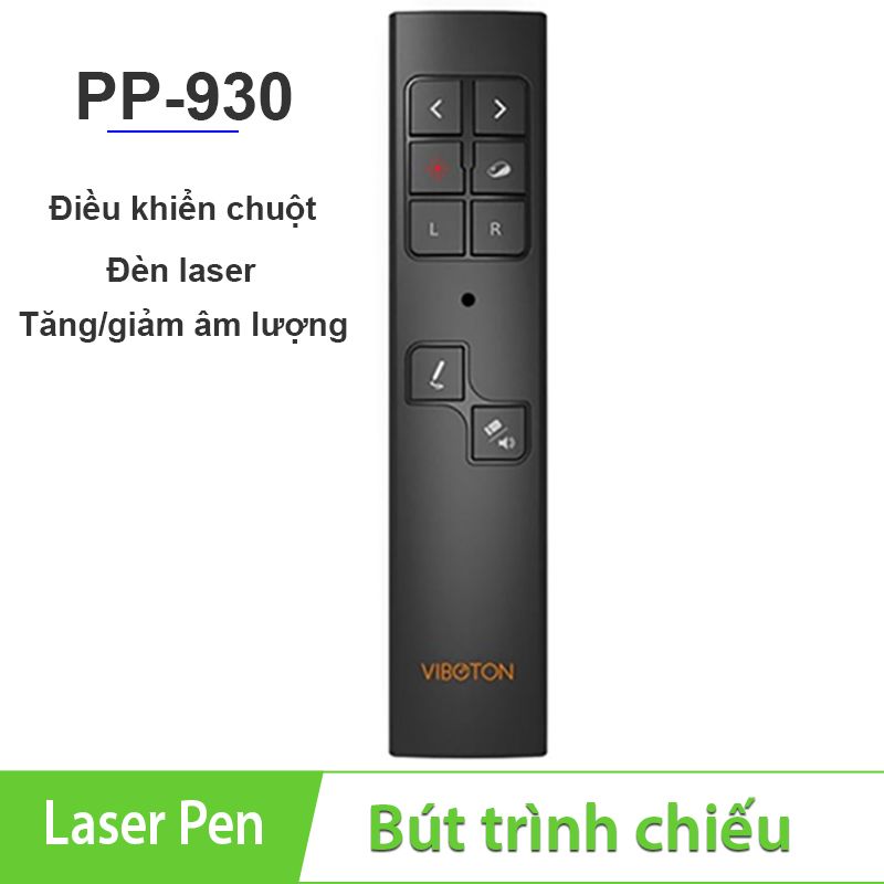 Bút trình chiếu kiêm chuột bay - Bút chỉ lazer kèm chuột không dây Viboton PP-930