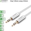 Cáp Audio 3.5mm Ugreen 0.5M 1M 1.5M 2M 3M 5M (dẹt mỏng màu trắng)