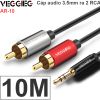 Cáp Audio 3.5mm to 2 RCA - Dây âm thanh 1 đầu 3,5mm ra 2 đầu AV hoa sen Veggieg 1M 1.5M 2M 3M 5M 10M 12M 15M