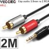 Cáp Audio 3.5mm to 2 RCA - Dây âm thanh 1 đầu 3,5mm ra 2 đầu AV hoa sen Veggieg 1M 1.5M 2M 3M 5M 10M 12M 15M