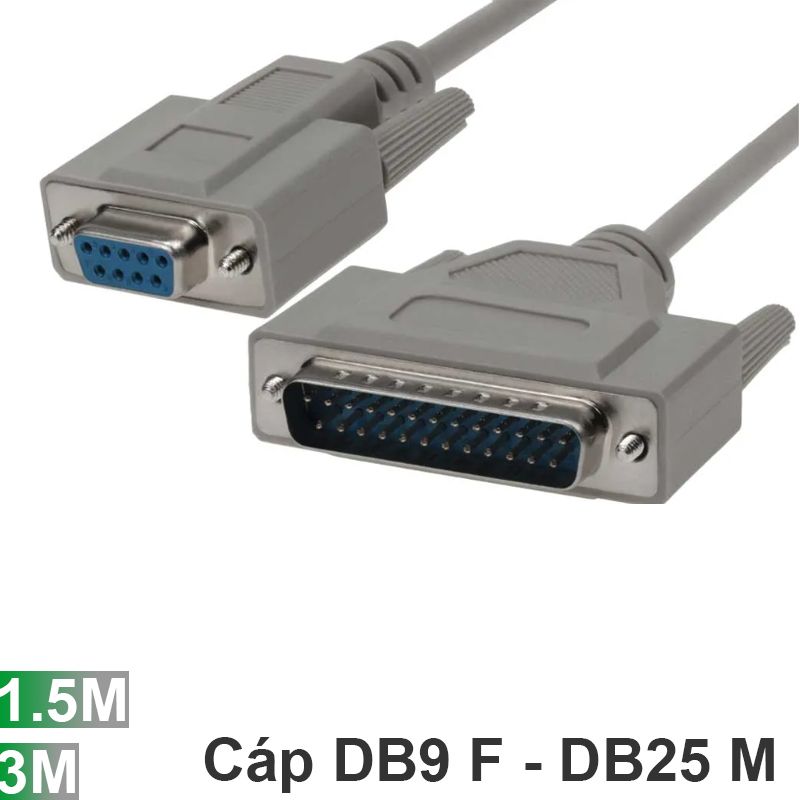 Dây cáp chuyển DB9 cái sang DB25 đực 1.5 mét | 3 mét