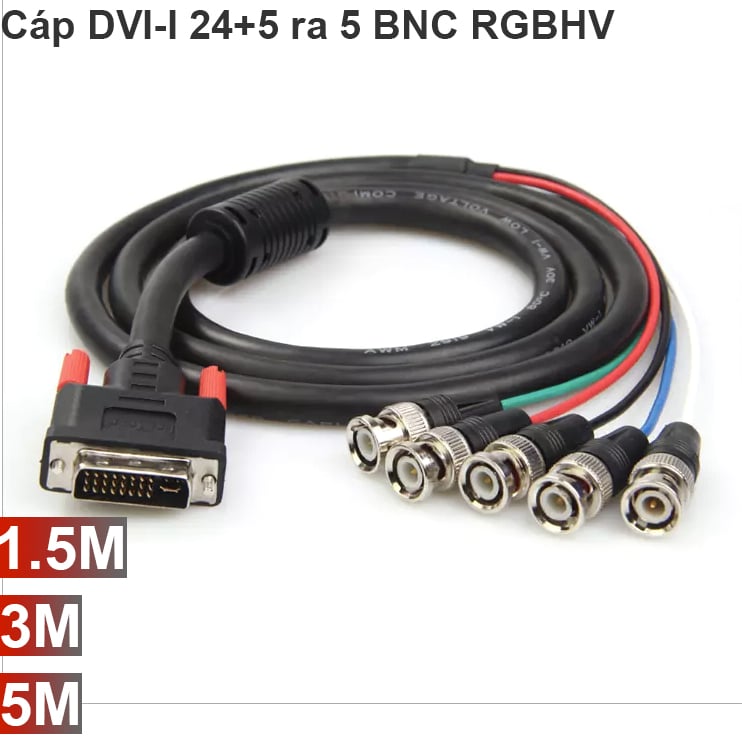 Cáp DVI-I 24+5 to RGBHV 5BNC 1.5M 3M 5M