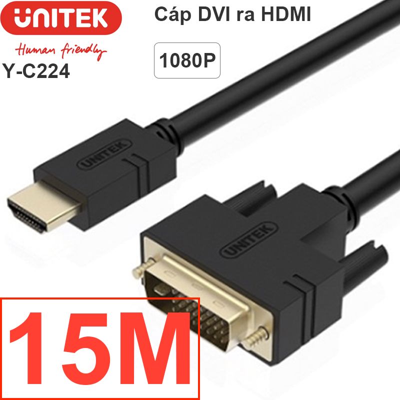  Cáp HDMI to DVI 24+1 UNITEK 1M-15M hỗ trợ full HD 1920*1080P, Cáp HDMI phụ kiện điện tử 