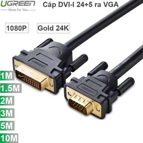 Cáp DVI-I 24+5 ra VGA 1080P 1M | 1.5M | 2M | 3M | 5M | 8M | 10M chính hãng UGREEN