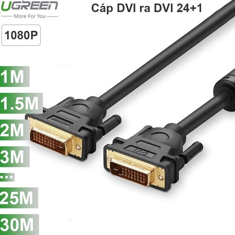 Cáp DVI 24+1 UGREEN 1M | 1.5M | 2M | 3M | 5M | 8M | 10M | 12M | 15M | 20M | 25M | 30M, chống nhiễu, Cáp DVI phụ kiện điện tử