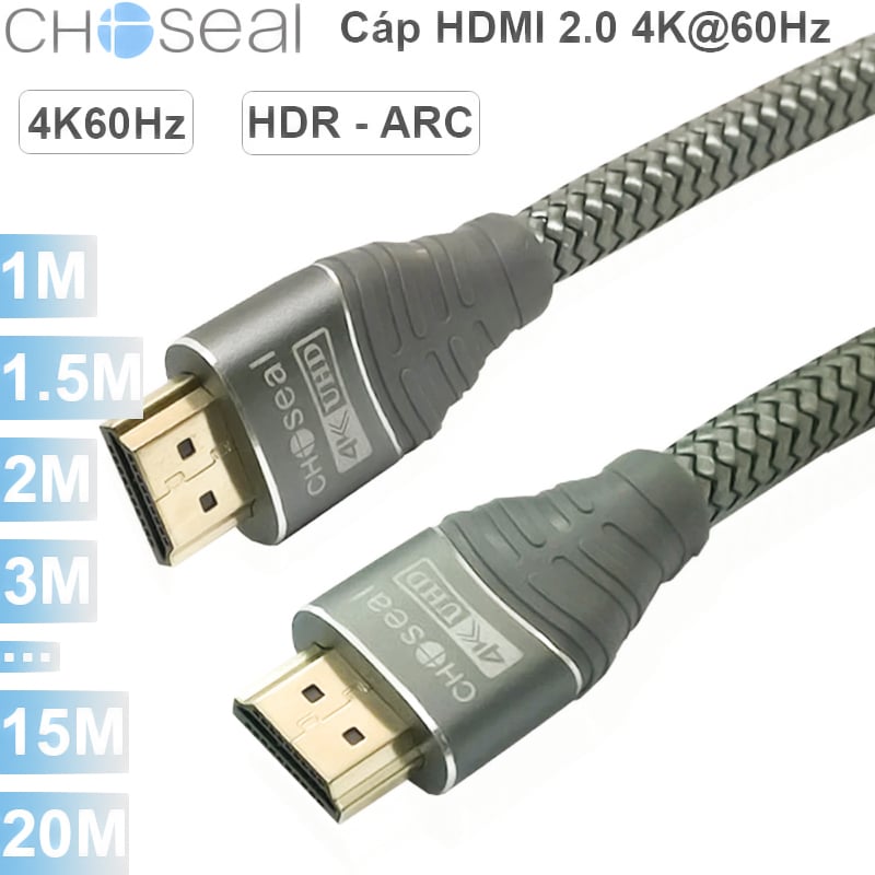 Cáp HDMI 2.0 4K60Hz Ultra HD Choseal 1.5M 3M 5M 8M 10M 15M 20M