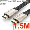 Cáp HDMI Ugreen 1M 1.5M 2M 3M 5M 8M 10M dây dẹt mỏng bọc lưới full HD 4K2K 30Hz