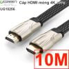 Cáp HDMI Ugreen 1M 1.5M 2M 3M 5M 8M 10M dây dẹt mỏng bọc lưới full HD 4K2K 30Hz