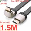 Cáp HDMI Ugreen đầu bẻ góc 90 độ (bẻ xuống) 1M 1.5M  2M  3M hỗ trợ 4K 30Hz