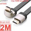 Cáp HDMI Ugreen đầu bẻ góc 90 độ (bẻ xuống) 1M 1.5M  2M  3M hỗ trợ 4K 30Hz