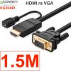 HDMI sang VGA 1080P 1.5M 2M 3M Ugreen hỗ trợ nguồn - Dây cáp HD sang VGA