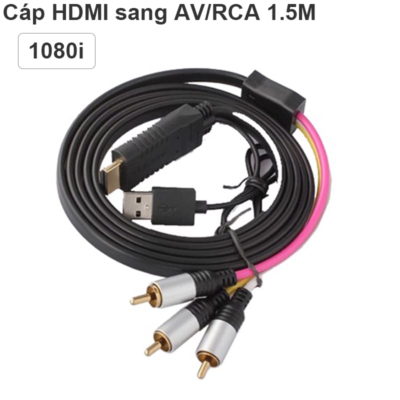 Dây cáp chuyển đổi HDMI sang AV RCA cổng bông sen AV CVBS 1.5 mét Hỗ trợ full HD 1080