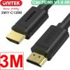 Cáp HDMI sang HDMI 2 đầu đực V1.4 4Kx2K 30Hz Unitek 1 mét đến 70m UNITEK chính hãng