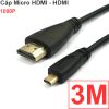 Cáp Micro HDMI sang HDMI dài 1M 1.5M 2M 3M 5M truyền HD từ Smartphone Máy ảnh Máy quay lên TV Máy chiếu