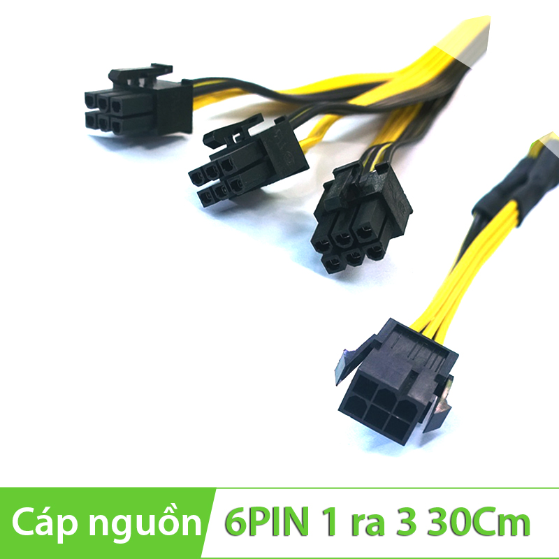 Cáp chia nguồn Molex 6PIN ra 3 đầu 6PIN 30Cm 16 18AWG