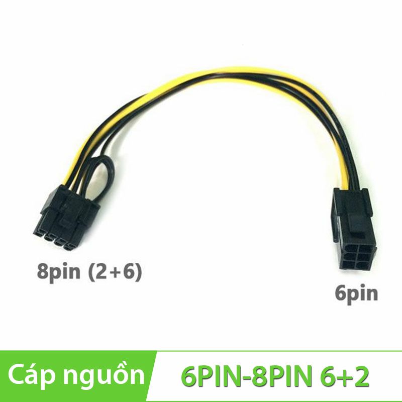 Cáp nguồn 6pin to 8pin (2+6) dài 30cm