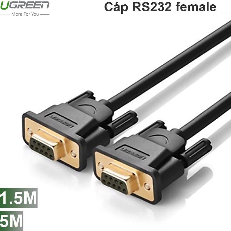 Cáp RS232 DB9 COM9 nối thẳng 2 đầu cái female - female UGREEN 1.5 mét và 5 mét