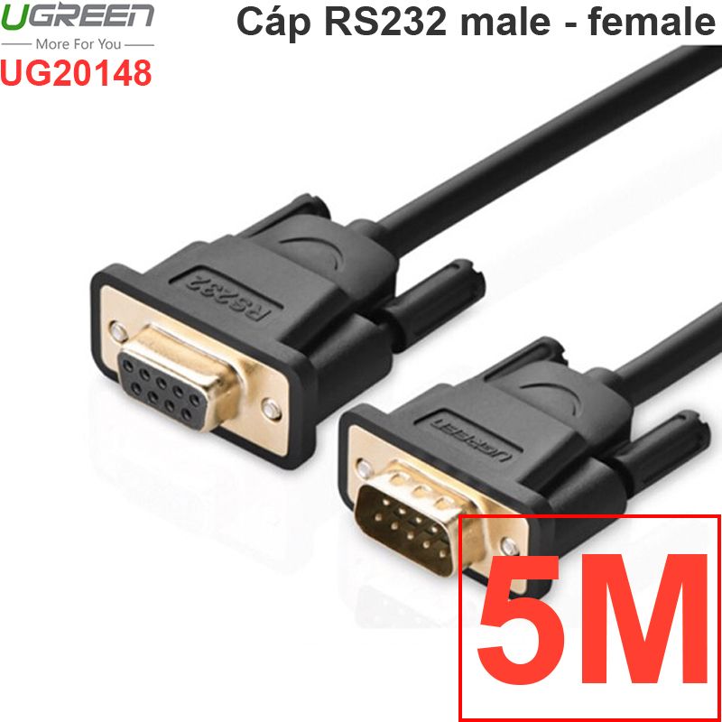  Cáp RS232 DB9 COM9 nối thẳng 1 đầu cái 1 đầu đực male - female UGREEN 1.5M 2M 3M 5M 