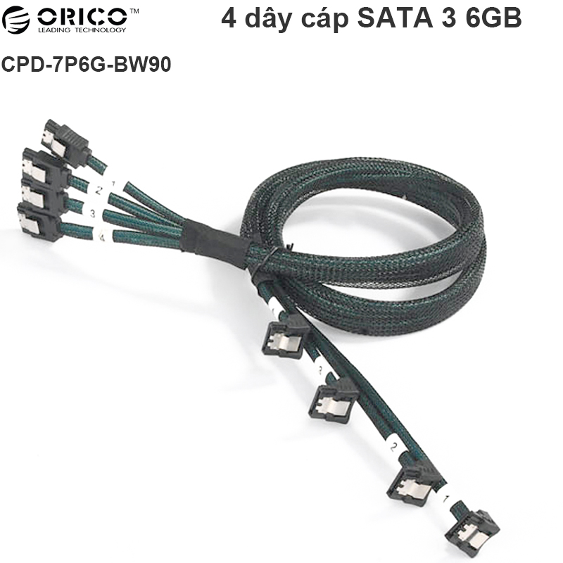 Cáp dữ liệu SATA III 6GB Combo loại bọc 4 sợi Orico CPD-7P6G-BW90