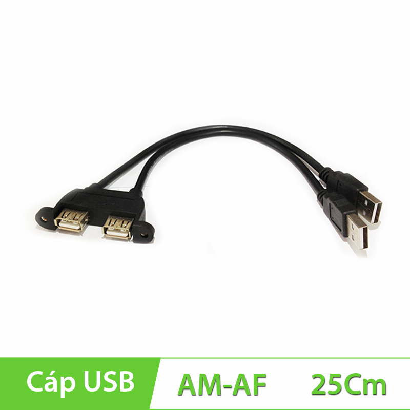 Cáp nối dài USB 2.0 2 AM-AF có đai bắt vít cổng 25cm