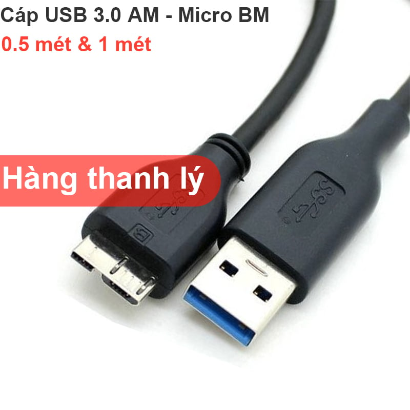 Cáp USB 3.0 AM sang Micro BM ổ cứng di động Samsung Not 3 0.5M 1M Western Digital