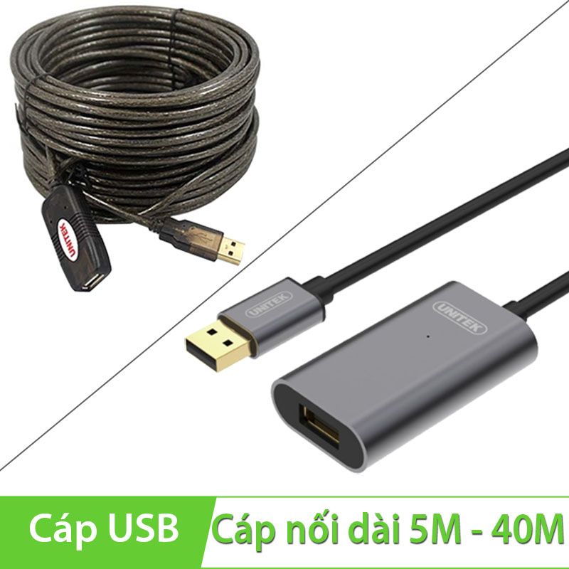 Cáp nối dài USB 2.0 5M 10M 15M 20M 25M 30M 40M Có IC khuếch đại UNITEK