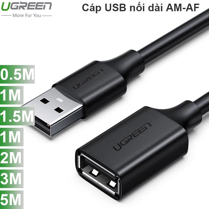  Cáp nối dài USB 2.0 AM-AF UGREEN 24K 0.5M 1M 2M 3M  5M 